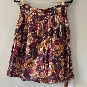 Floral A-Line Skirt in Purple and Orange Waist 14 inches run small 100% cotton